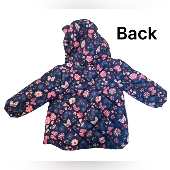 London Fog Girls Pink & Blue Floral Hooded Jacket. 18M. Good Condition - Picture 4 of 5